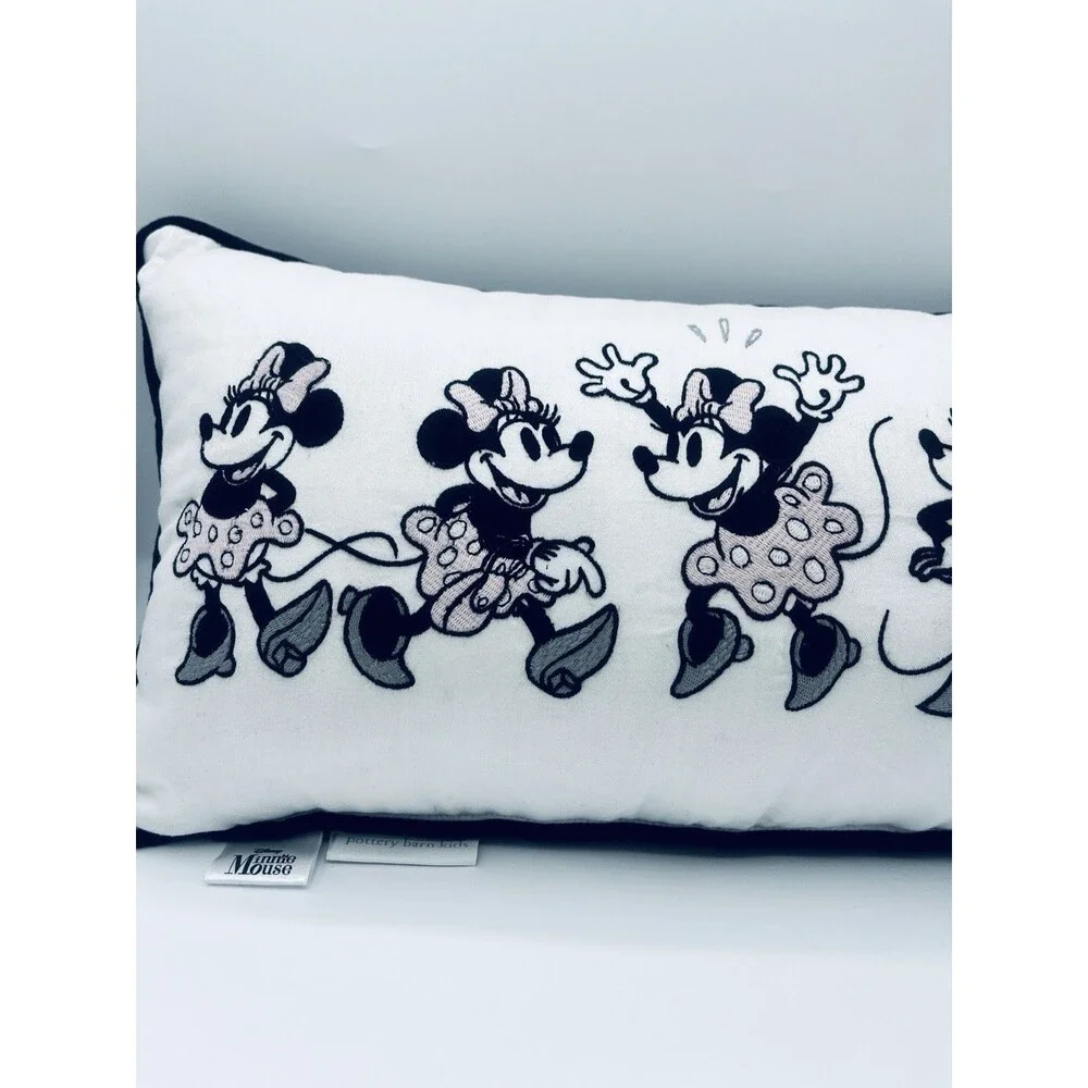 Pottery Barn Kids Disney Vintage Style Minnie Mouse Embroidered Lumbar Pillow